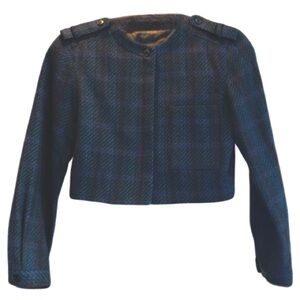 Vintage Spitalnick & Co 100% Pure Wool Cropped Plaid Jacket Size 4 Classic 80s